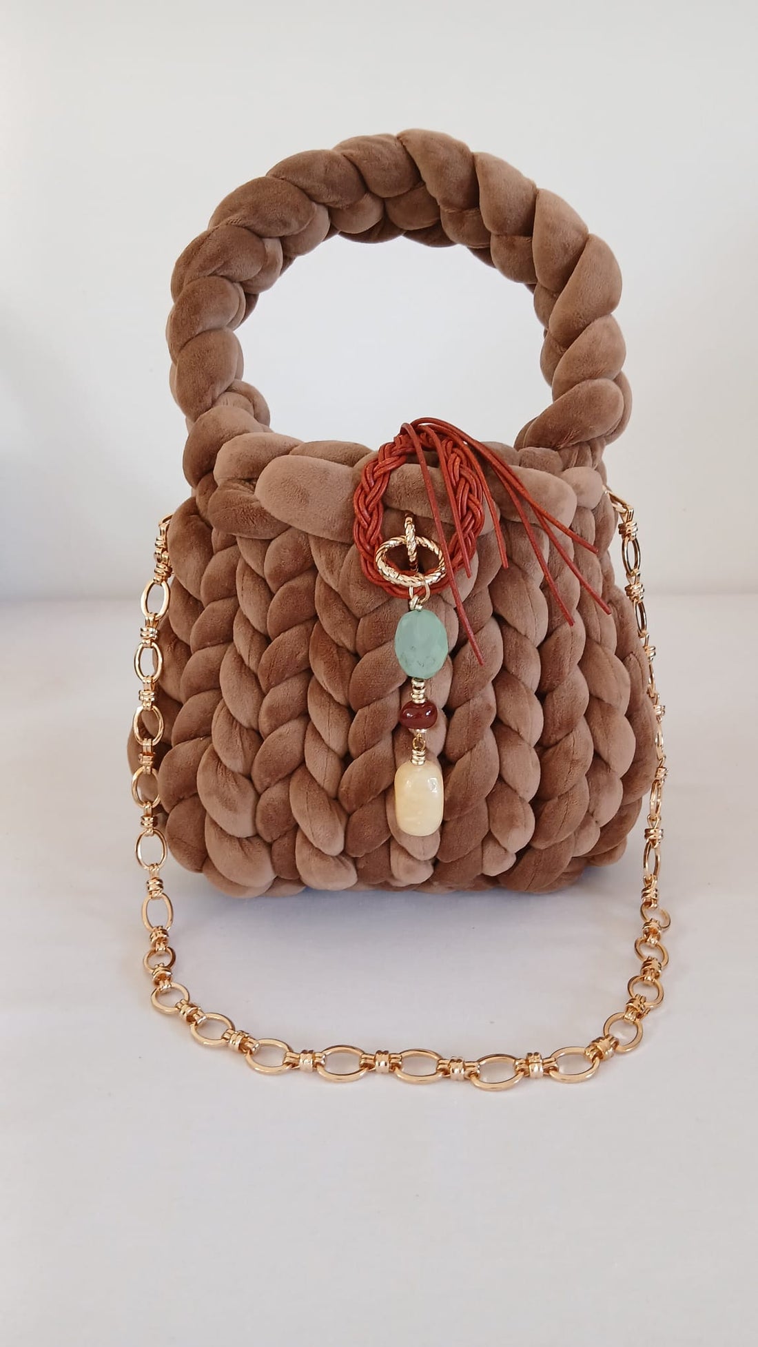 ANITÆ Handwoven Velvet Bag – Camel Beige