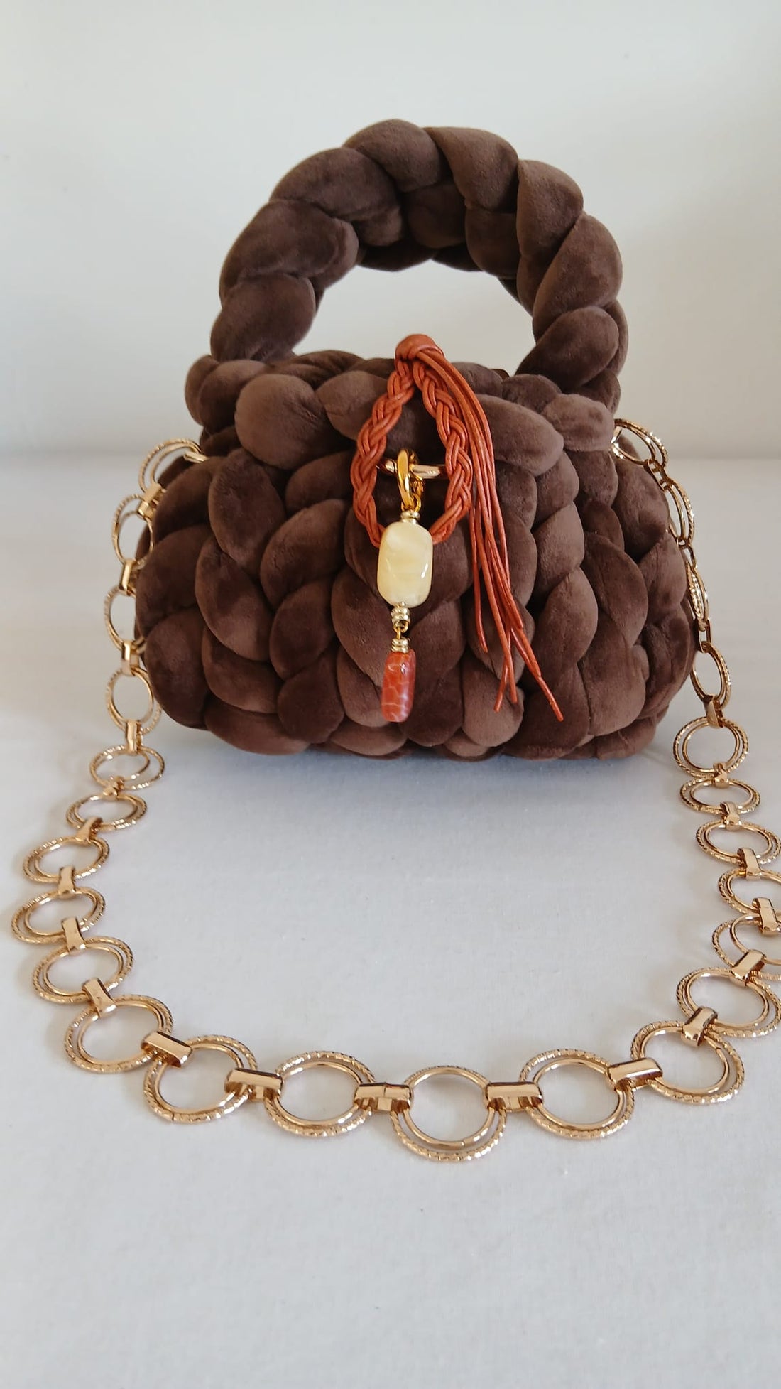 ANITÆ Handwoven Velvet Bag – Chocolate Brown