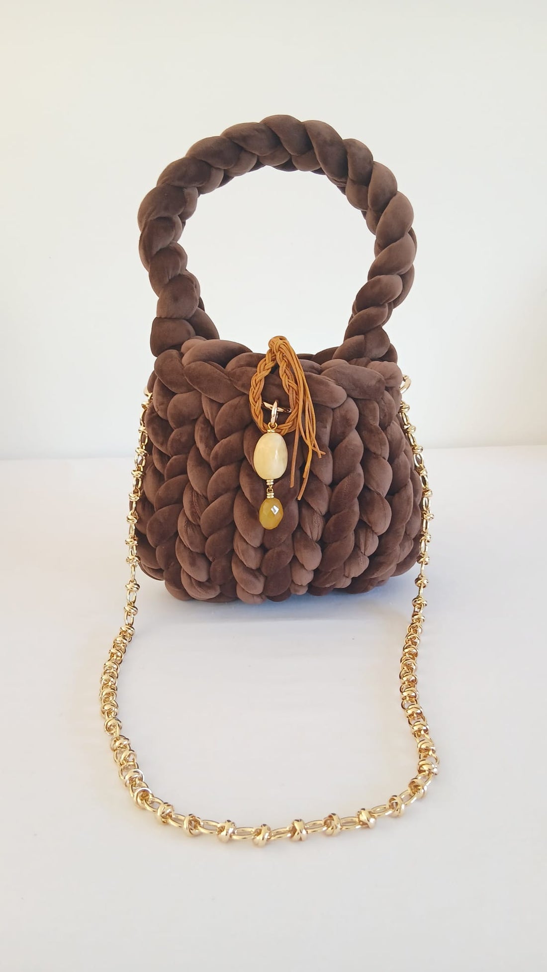 ANITÆ Handwoven Velvet Bag – Chocolate Brown