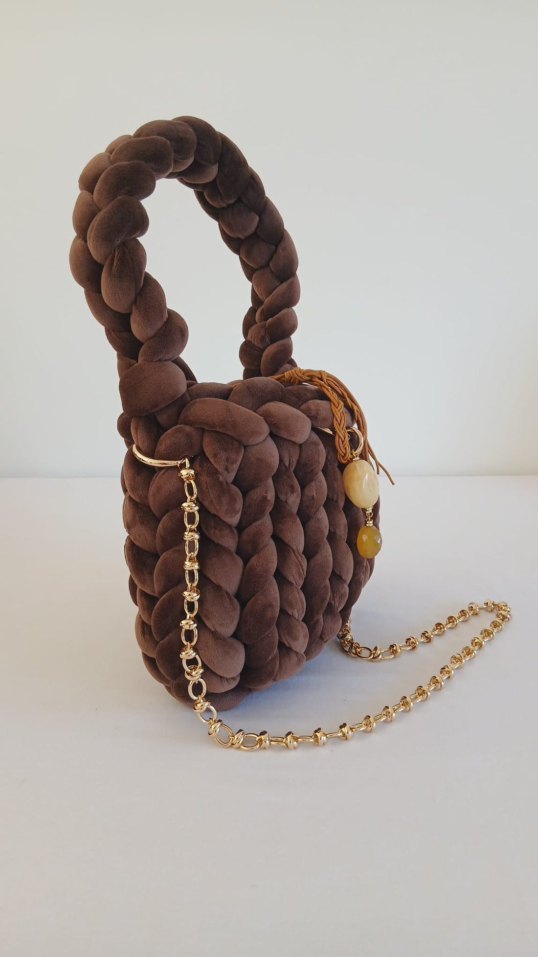 ANITÆ Handwoven Velvet Bag – Chocolate Brown