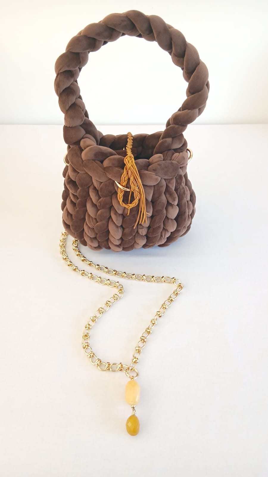 ANITÆ Handwoven Velvet Bag – Chocolate Brown