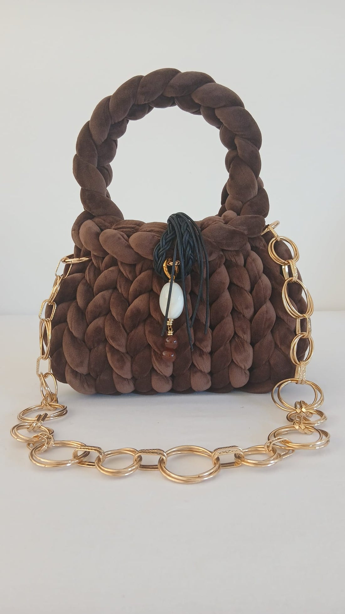 ANITÆ Handwoven Velvet Bag – Chocolate Brown