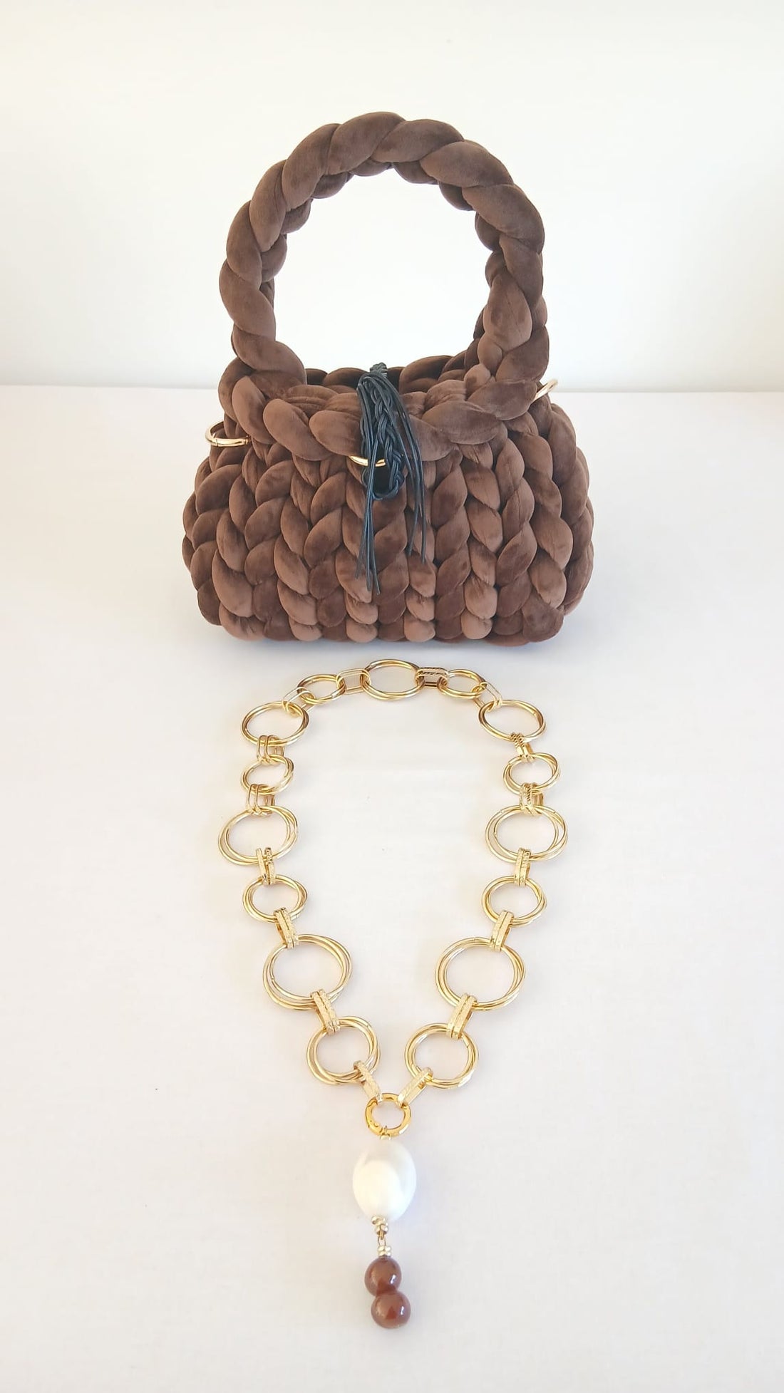 ANITÆ Handwoven Velvet Bag – Chocolate Brown