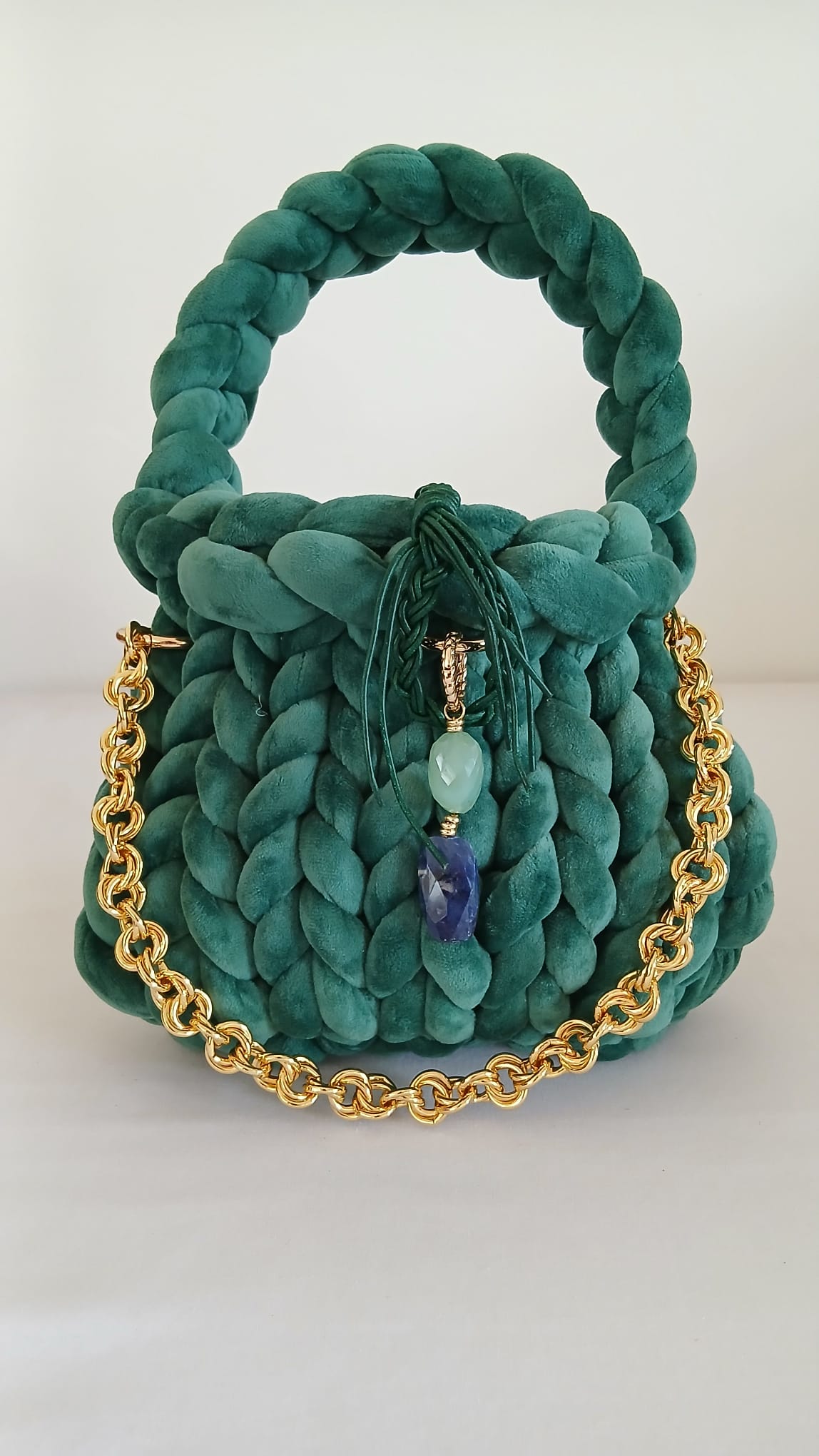 ANITÆ Handwoven Velvet Bag – Emerald Green