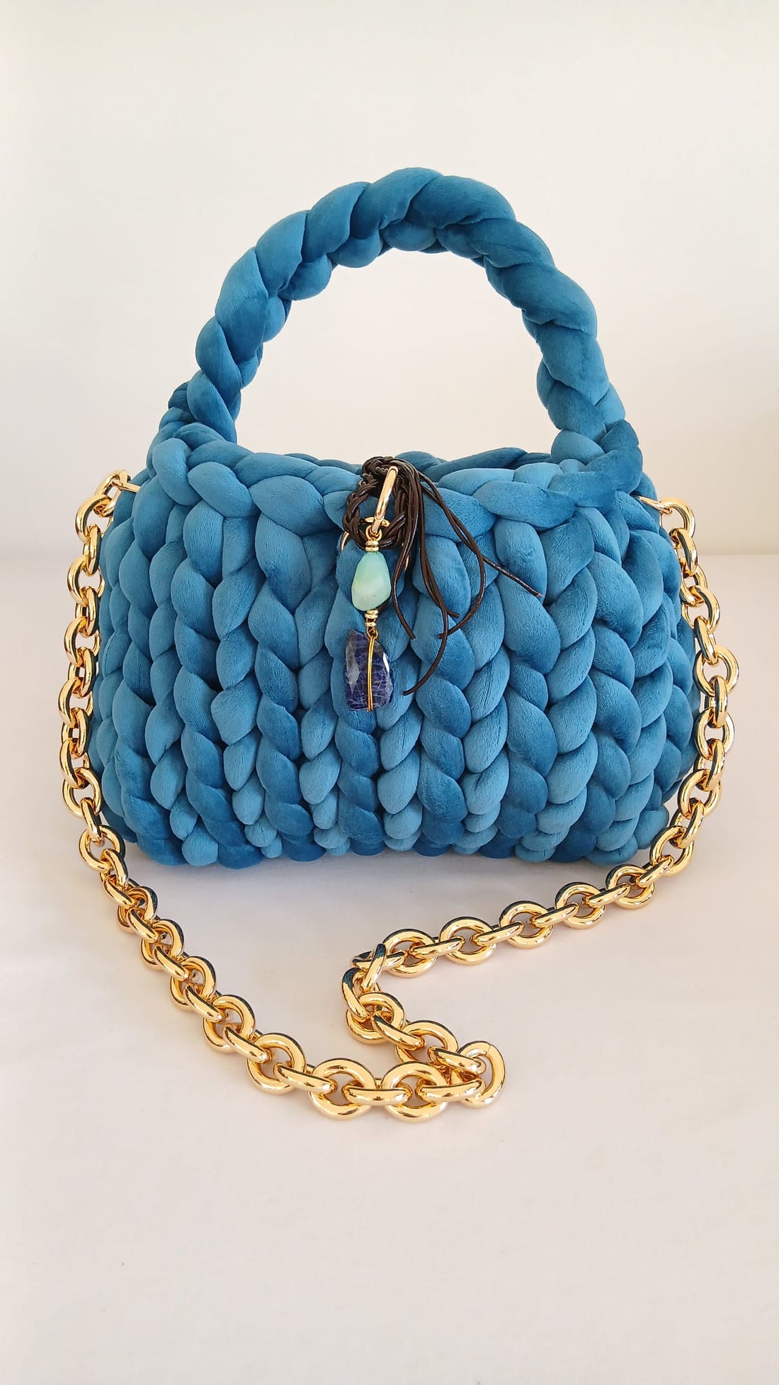 ANITÆ Handwoven Velvet Bag – Ocean Blue