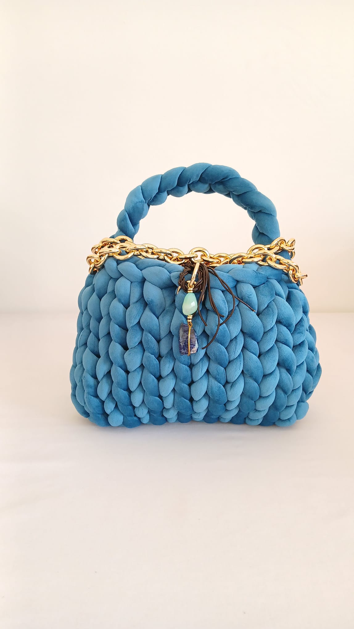 ANITÆ Handwoven Velvet Bag – Ocean Blue