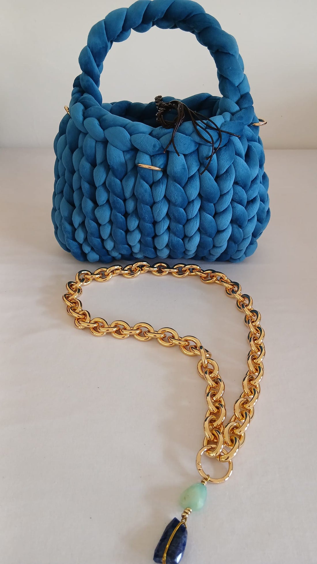 ANITÆ Handwoven Velvet Bag – Ocean Blue
