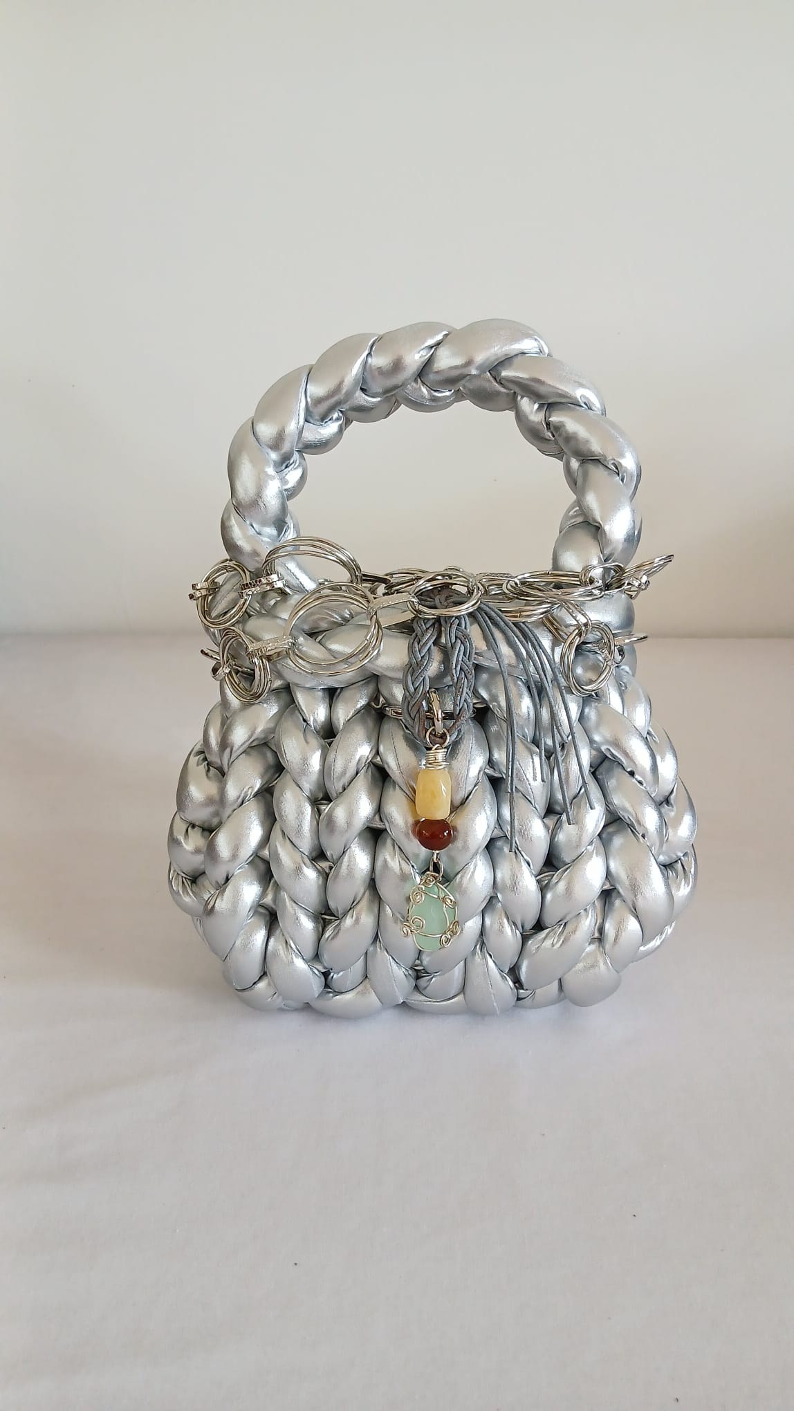 ANITÆ Handwoven Metallic Bag – Moonlight Silver