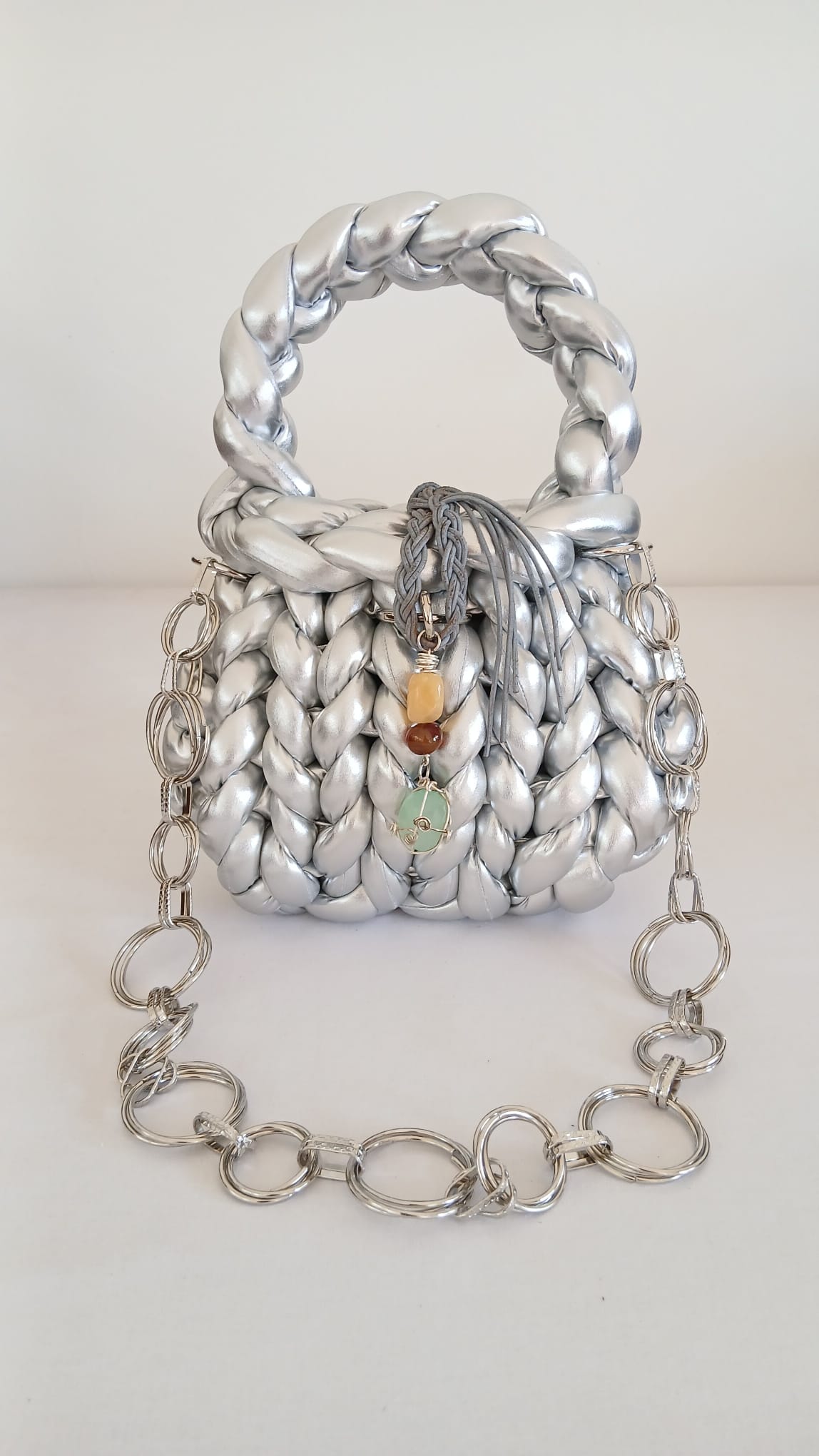 ANITÆ Handwoven Metallic Bag – Moonlight Silver