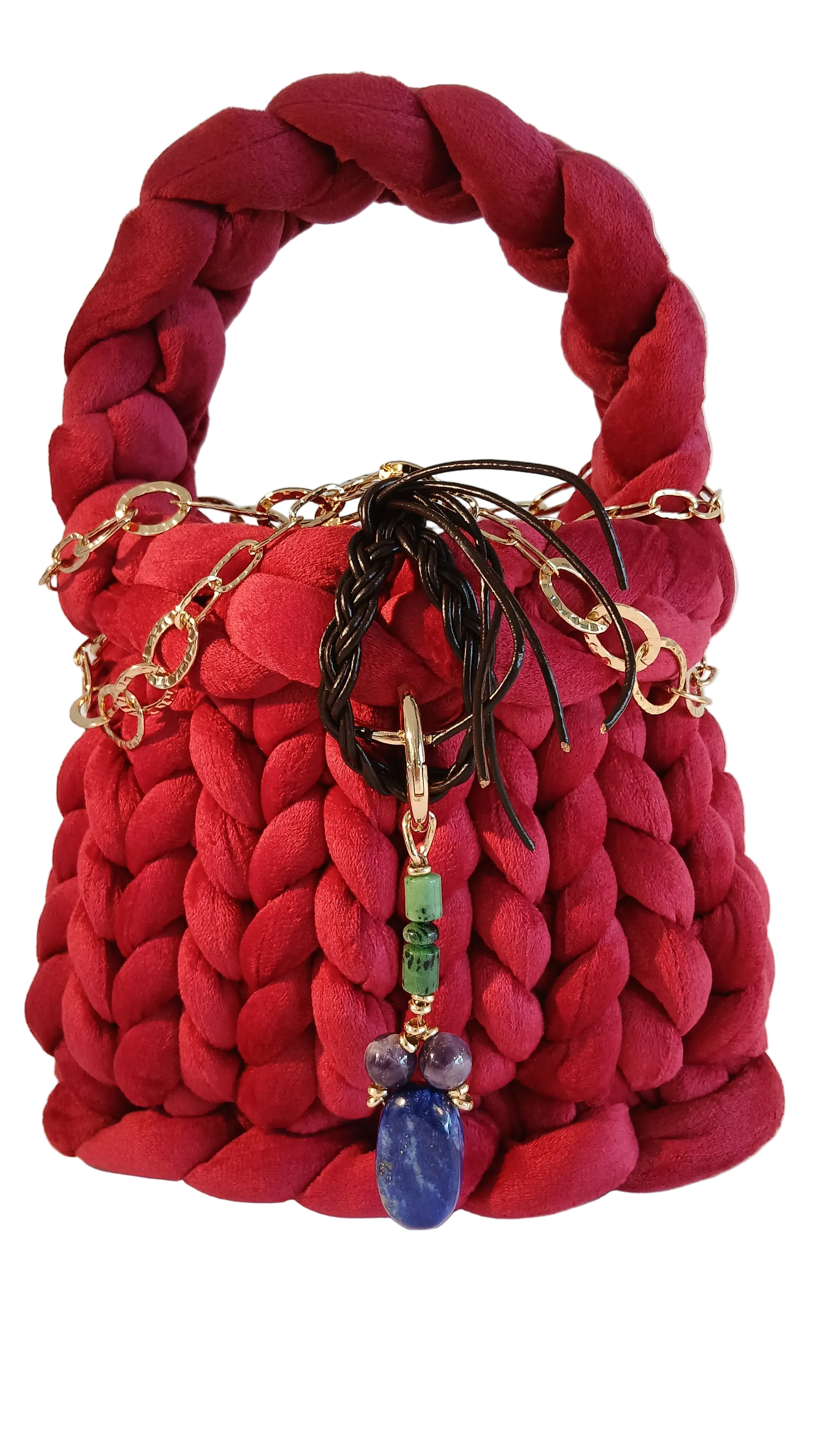 ANITÆ Handwoven Velvet Bag – Red Burnt Raspberry 23x19