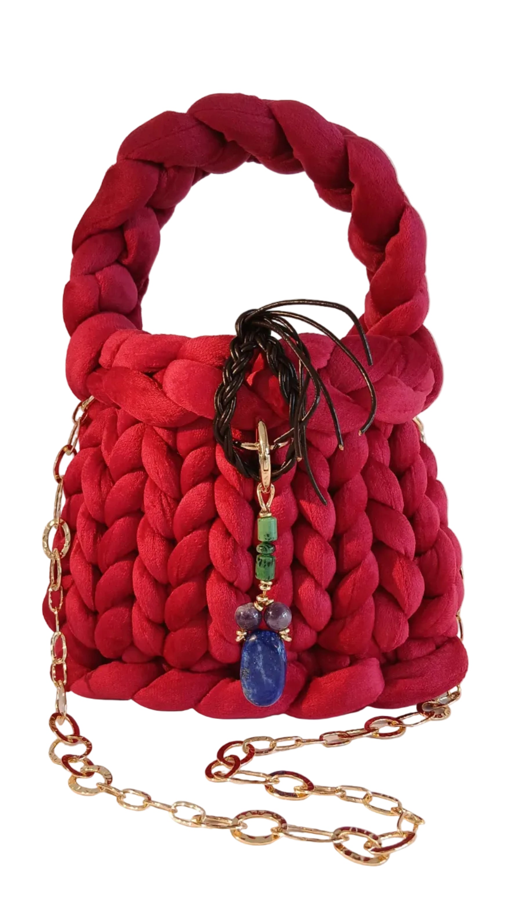 ANITÆ Handwoven Velvet Bag – Red Burnt Raspberry 23x19